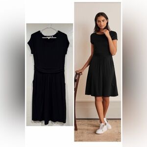 Boden Black Amelie Jersey Knit Scoop Neck Knee Length Dress size 8R